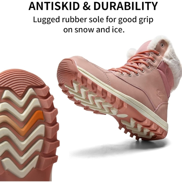 Winter Snow Boots for Womens Hiking Boots, Waterproof Non-Slip Outdoor Fur Warm - Picture 4 of 12